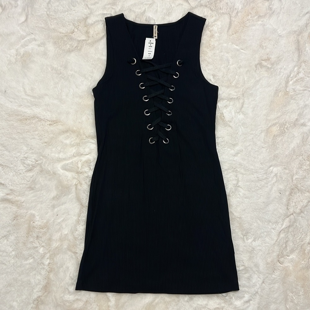 LF Stores Emma & Sam Ribbed Lace Up Grommet Dress